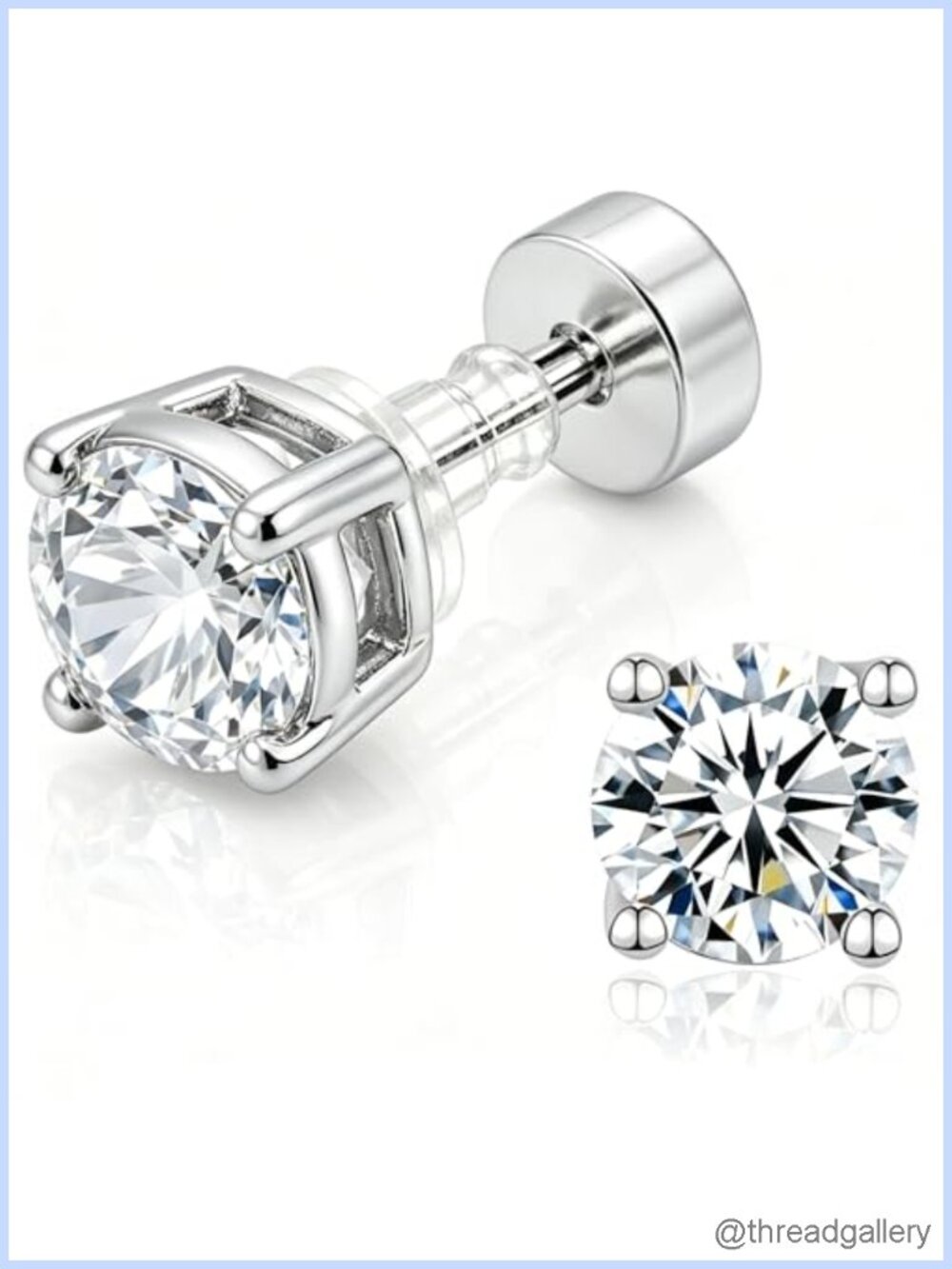 Moissanite Stud Earrings 2Ct 18K Gold Plated 925 Sterling Silver Screw Back